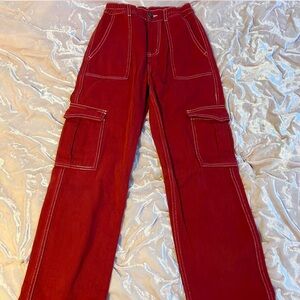 White fox boutique red cargo pants